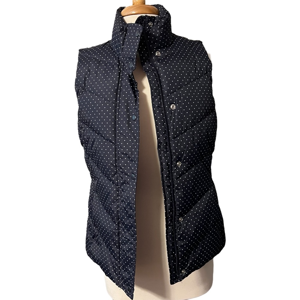 Gap Navy and white polka dot puffer vest small - Picture 1 of 4